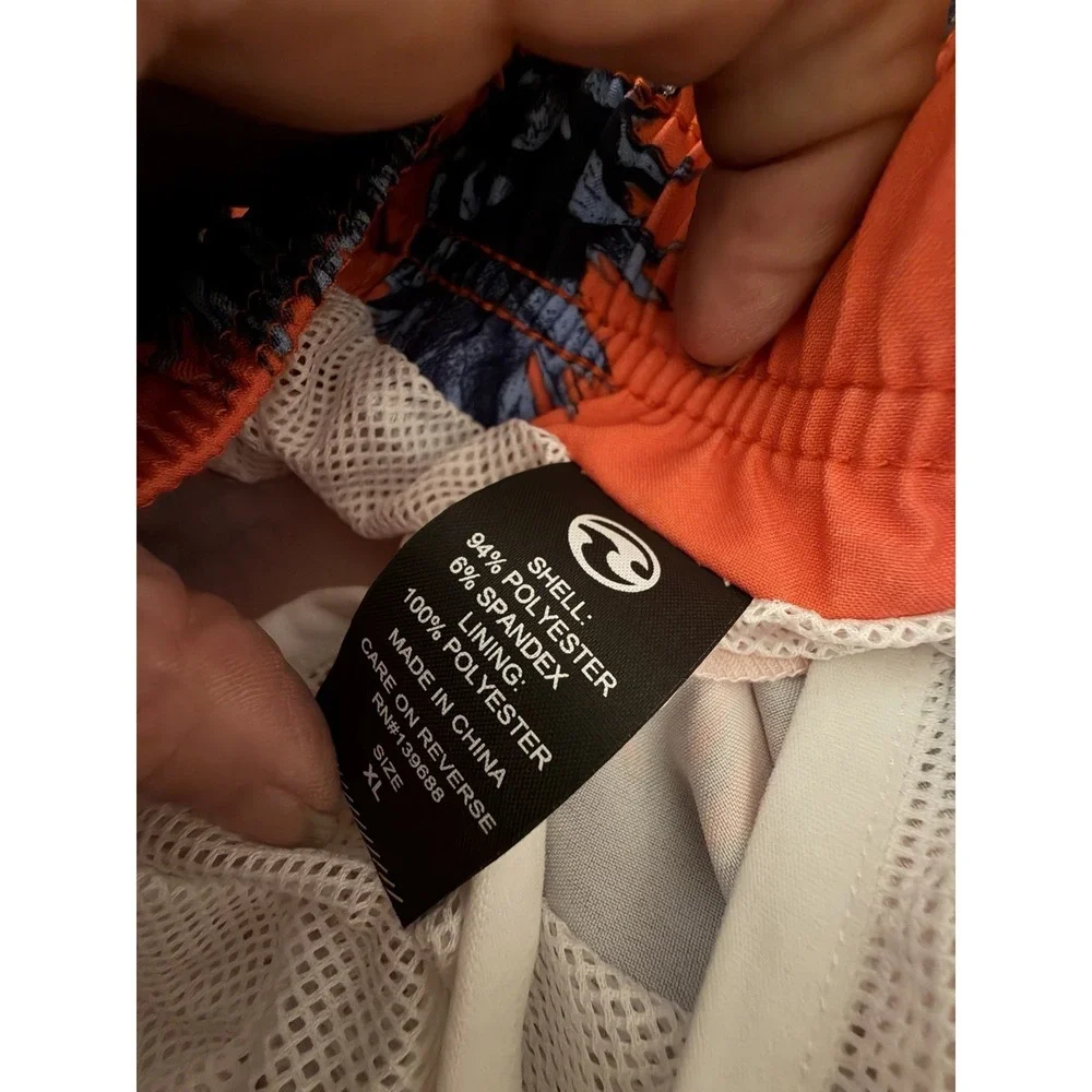 OCEAN CURRENT Swim Trunks L/XL Men Large Pineapple Orange Pink Shorts Lined Mesh
